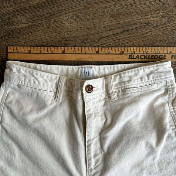 GAP High Rise Wide Leg Crop Ivory Raw Hem 6 Tall EUC - Picture 8 of 12